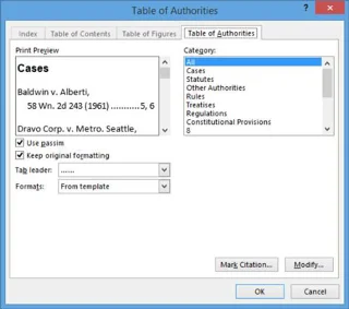 So erstellen Sie eine Autoritätstabelle in Word 2013