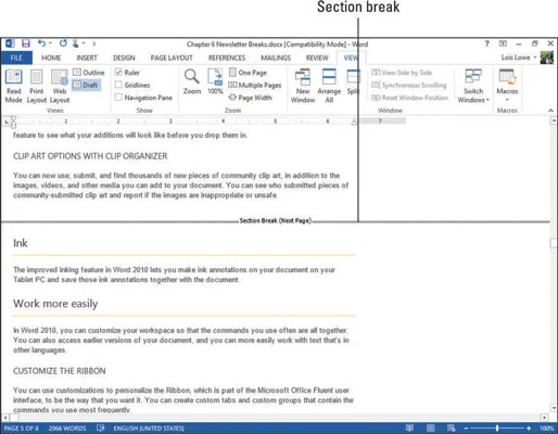 So fügen Sie einen Abschnittswechsel in Word 2013 ein