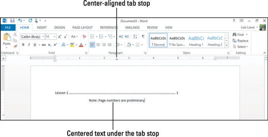 Notions de base sur les taquets de tabulation dans Word 2013