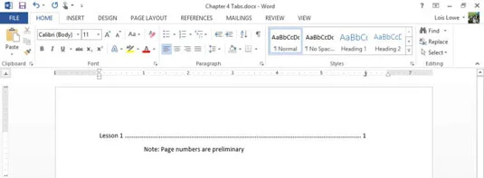 Notions de base sur les taquets de tabulation dans Word 2013