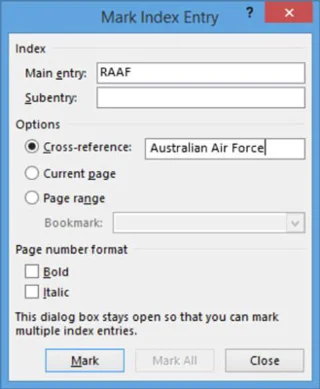 So erstellen Sie einen Index in Word 2013