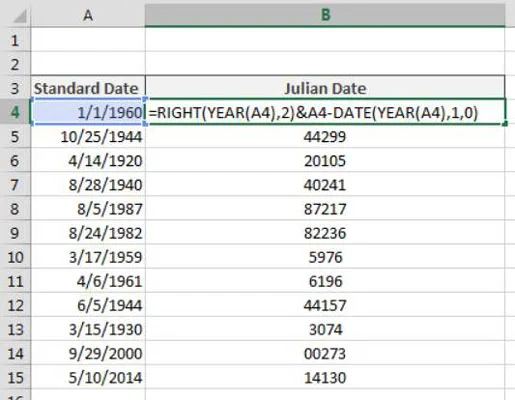 Cara Menukar Tarikh kepada Format Julian dalam Excel