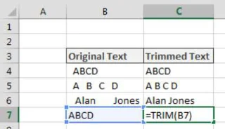 Entfernen von Leerzeichen aus einer Textzeichenfolge in Excel