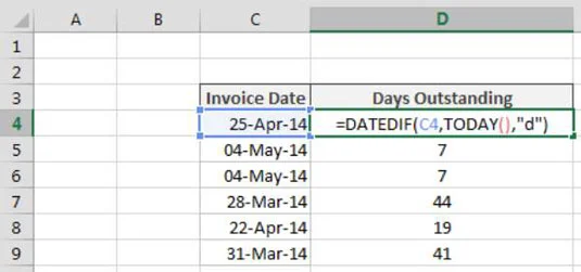 Berechnung der Anzahl der Tage zwischen zwei Daten in Excel