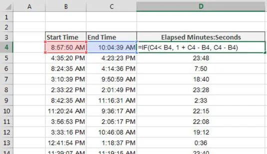 So berechnen Sie die verstrichene Zeit in Excel