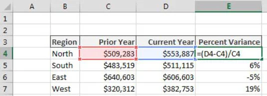 Berechnung der prozentualen Abweichung in Excel