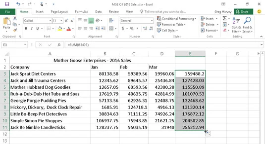 Como usar o Autosum no Excel 2016