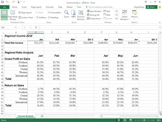 So fixieren Sie Bereiche in Excel 2016