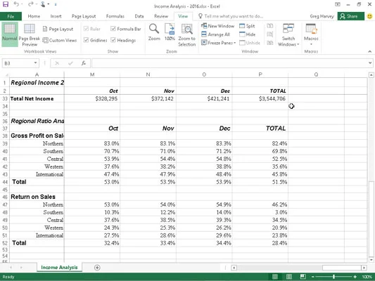So fixieren Sie Bereiche in Excel 2016
