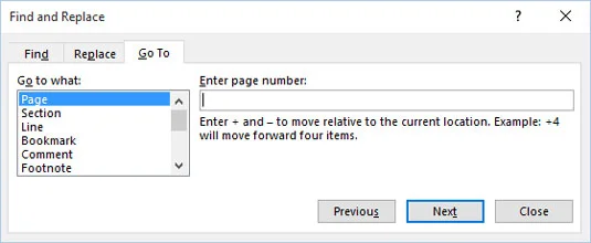 Come utilizzare il comando Vai a in Word 2016