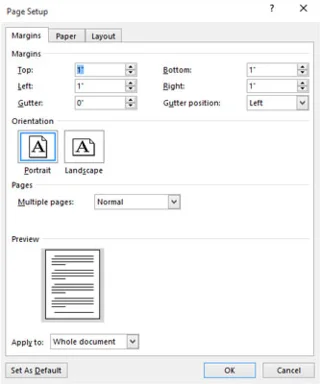 Como usar a caixa de diálogo Configurar página no Word 2016