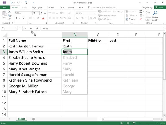 Como usar o Flash Fill no Excel 2016