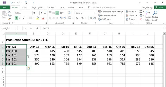 So wählen Sie einen Zellbereich in Excel 2016 automatisch aus