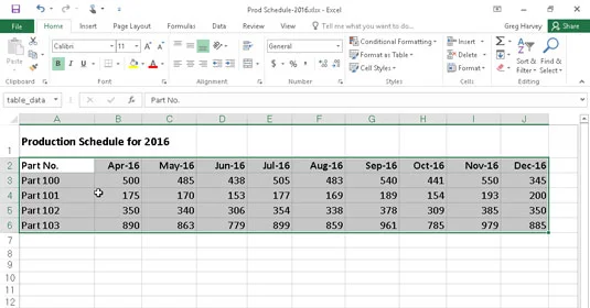 Como AutoSelecionar um intervalo de células no Excel 2016