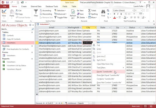 So filtern Sie Daten in Access 2016
