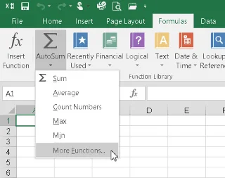 Das Dialogfeld Funktion einfügen in Excel 2016