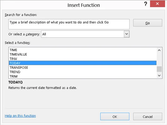 So wählen Sie eine Excel-Funktion aus, die keine Argumente benötigt