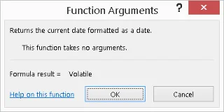 So wählen Sie eine Excel-Funktion aus, die keine Argumente benötigt