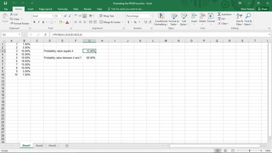 So verwenden Sie die PROB-Funktion in Excel