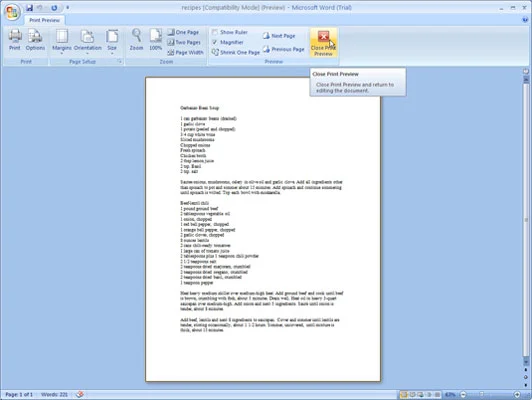 Comment prévisualiser avant d'imprimer dans Word 2007