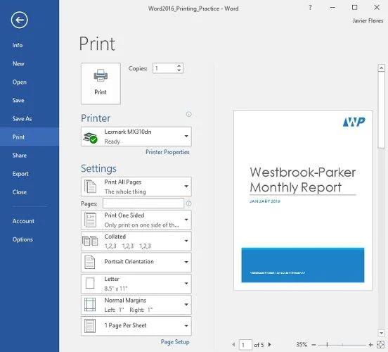 Vollständiger Leitfaden zu Word 2016 (Teil 11): Text drucken