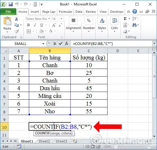 COUNTIF işlevi ve Excel'de koşullu sayma