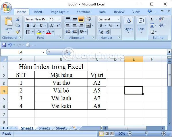 Excel'de dizin işlevi: Formül ve kullanım