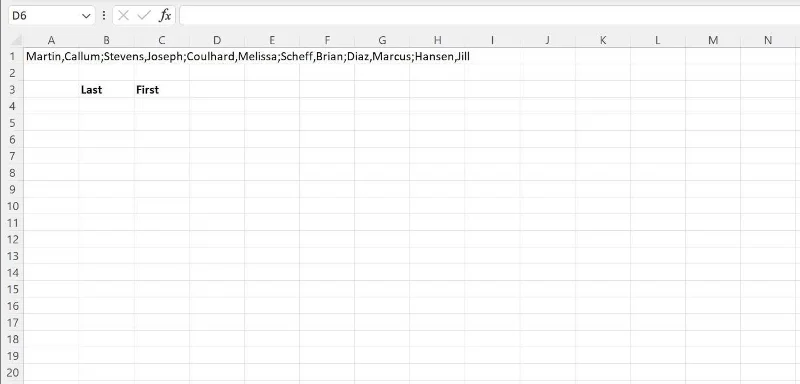 Lista de nombres a separar