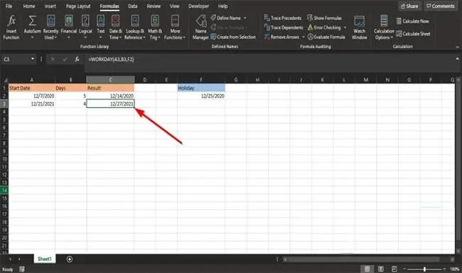 Exclusion des jours fériés avec WORKDAY