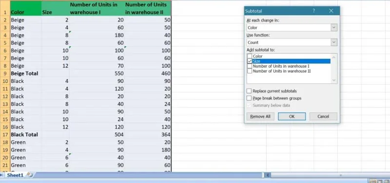 Funzione SUBTOTALE: formula e come utilizzare la funzione SUBTOTALE in Excel