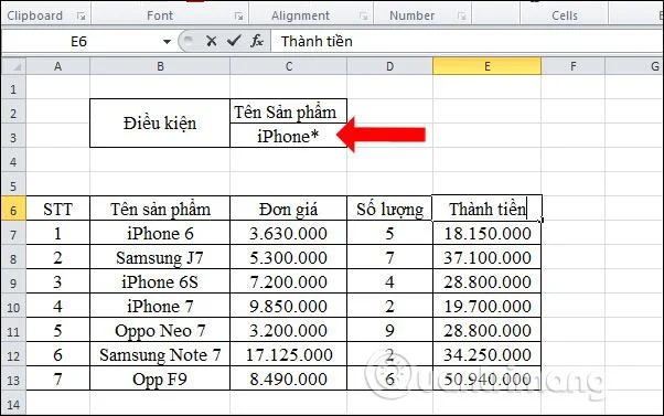 Plage de conditions pour calculer les ventes d'iPhone
