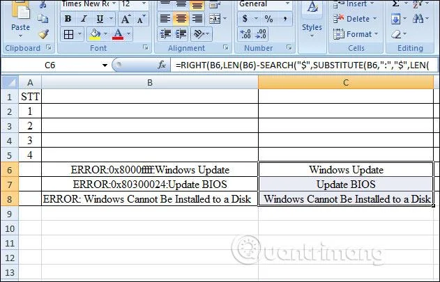SAĞ işlevi, Excel'de karakter dizesini sağa kesmek için işlevin nasıl kullanılacağı
