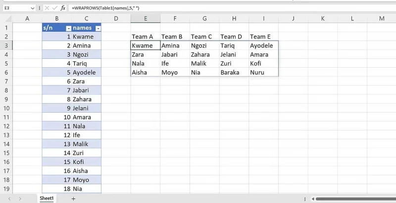 So verwenden Sie die WRAPPROS-Funktion in Excel