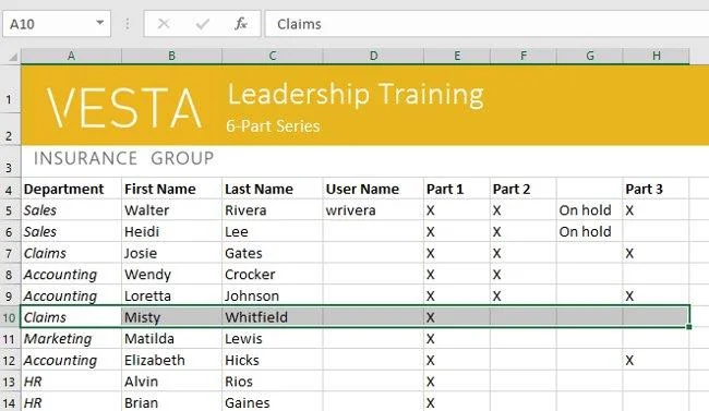 Excel 2016 - Leçon 5 : Concepts de base des cellules et des plages
