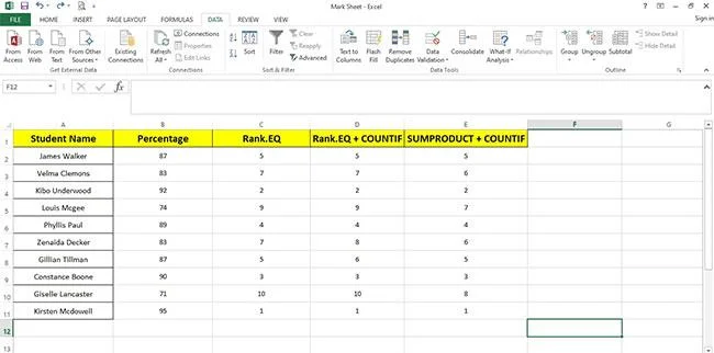 COUNTIF işlevi ve Excel'de koşullu sayma