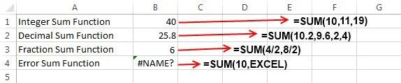 ฟังก์ชัน SUM ใน Excel