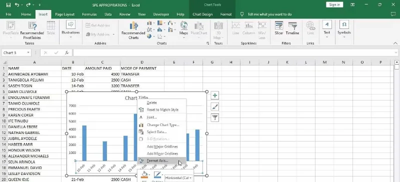 Formato asse in Excel