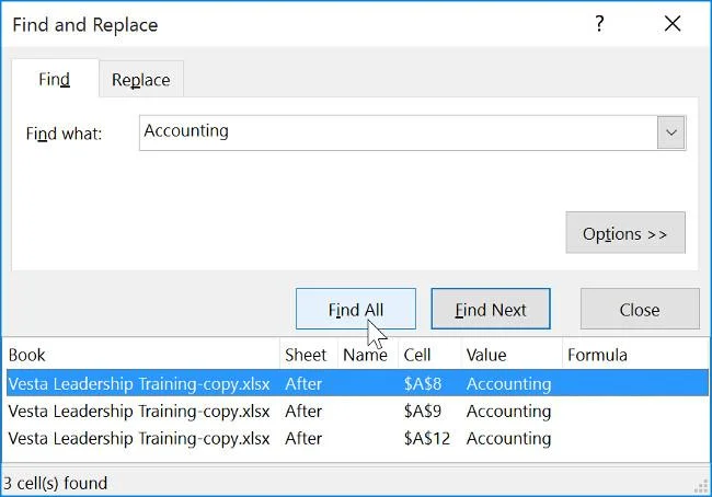 Excel 2016 - Pelajaran 10: Menggunakan fungsi Cari dan Ganti dalam Excel