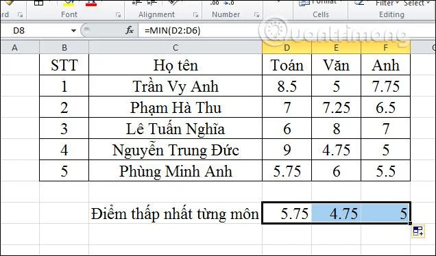 Excel'de Min, Max işlevleri nasıl kullanılır?