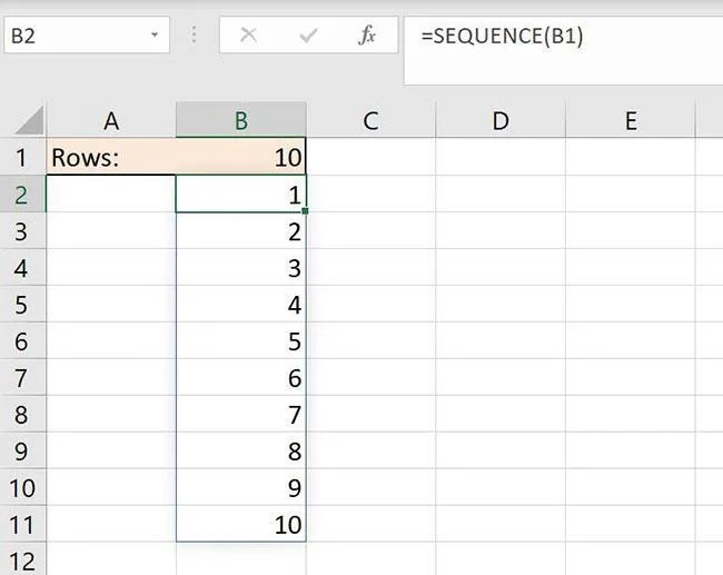Microsoft Excel 365'te SEQUENCE() işlevi nasıl kullanılır?