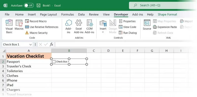 Microsoft Excel'de kontrol listesi nasıl oluşturulur