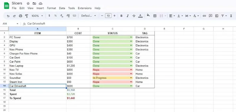 So verwenden Sie Slicer in Google Sheets, um Daten schnell zu filtern