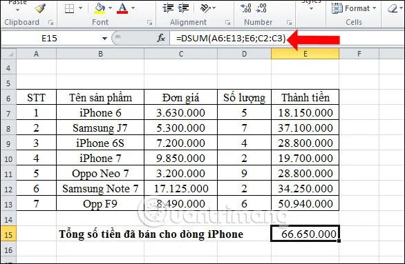 Cara menggunakan fungsi DSUM untuk mengira jumlah dengan keadaan kompleks dalam Excel