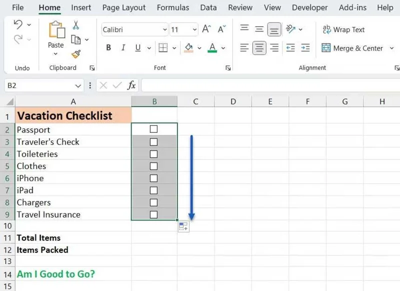 Microsoft Excel'de kontrol listesi nasıl oluşturulur