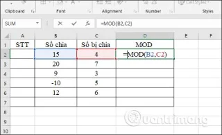 Excelde bölme işlevi: MOD işlevi (kalanını al) ve QUOTIENT işlevi (tamsayı kısmını al)