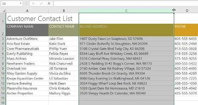 Excel 2016 - AutoFit la largeur des colonnes