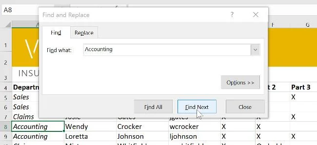 Excel 2016 - Pelajaran 10: Menggunakan fungsi Cari dan Ganti dalam Excel