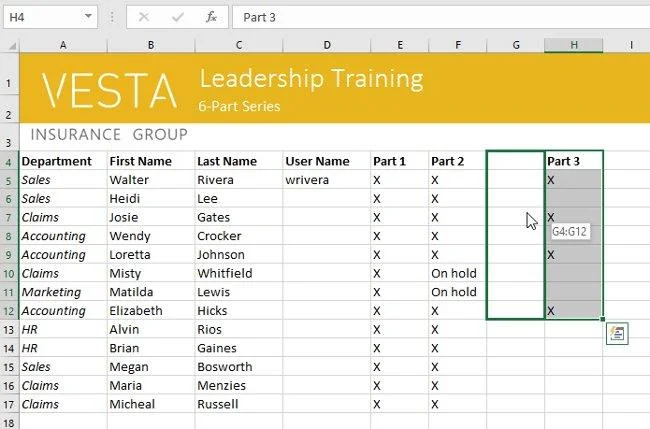 Excel 2016 - Leçon 5 : Concepts de base des cellules et des plages