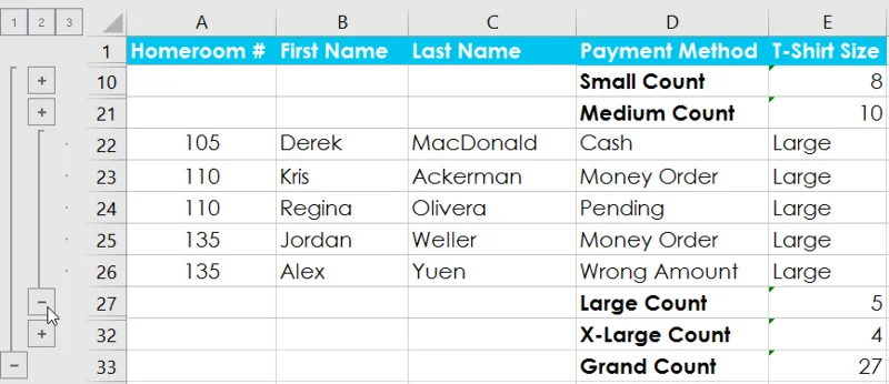 Excel 2019 (Bölüm 20): Gruplar ve Alt Toplamlar