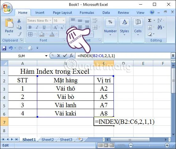Excel'de dizin işlevi: Formül ve kullanım